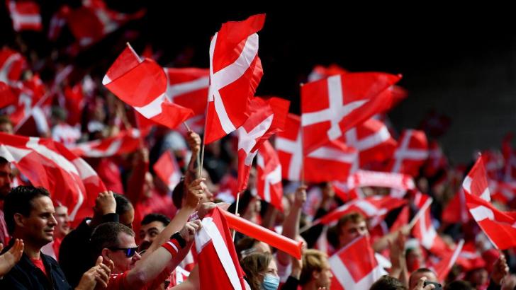 Denmark fans with flags